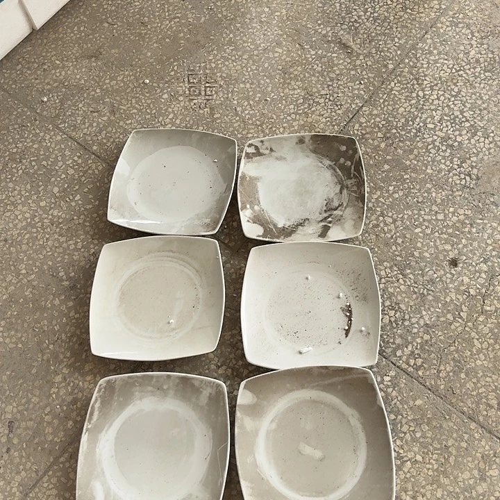 景德镇高温微瑕四方盘6个
