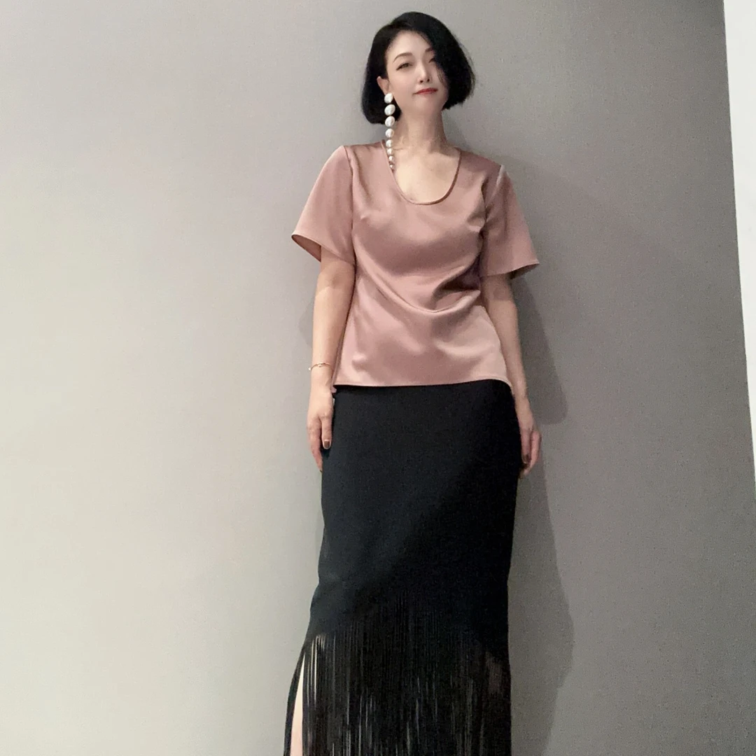 小众设计高定轻奢进口三醋酸短袖衬衣MT10395