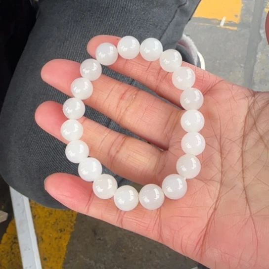 和田玉手链未镶嵌卡10野牛沟特细特冰过灯