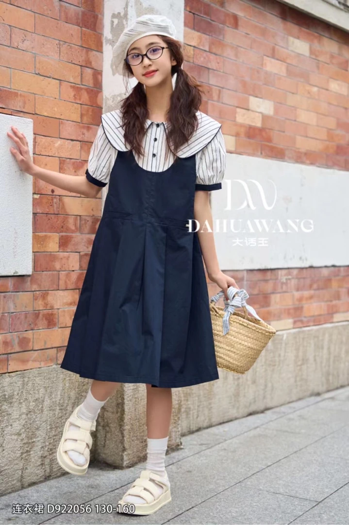学院风海军领连衣裙女夏新款韩版宽松显瘦森系甜美小个子裙