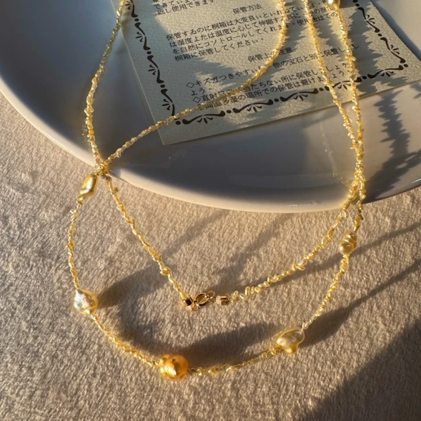 镶嵌海水南洋金keshi金珠珍珠