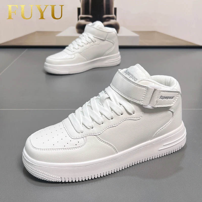 潮牌高帮休闲板鞋男士2025秋冬韩版厚底百搭小白鞋运动透气单鞋