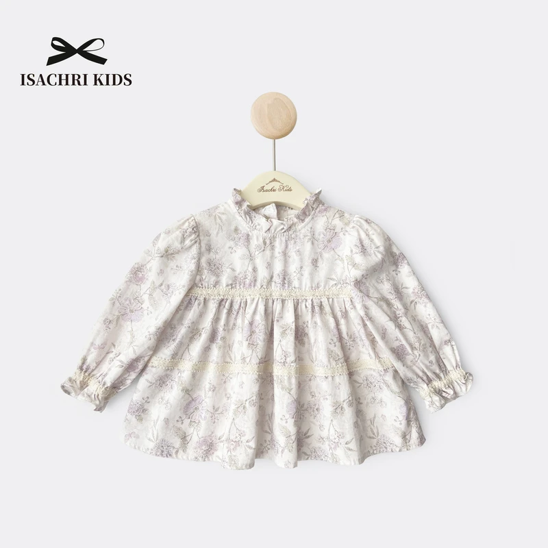 【6.18反季清】香雪兰碎花娃娃衫纯棉长袖衬衫温柔女儿童秋季 IS172