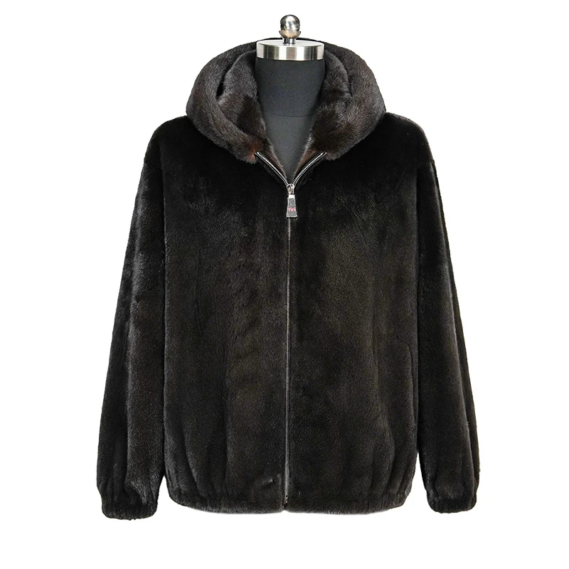 【佐奥云顿】宝嘉美顺毛连帽23001男款潮流冬季水貂外套时尚拉链