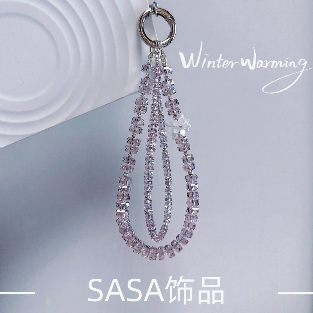 【烟紫幸花】狐狸毛 手机链女款手工通用斜跨挂脖时尚防摔手提挂绳