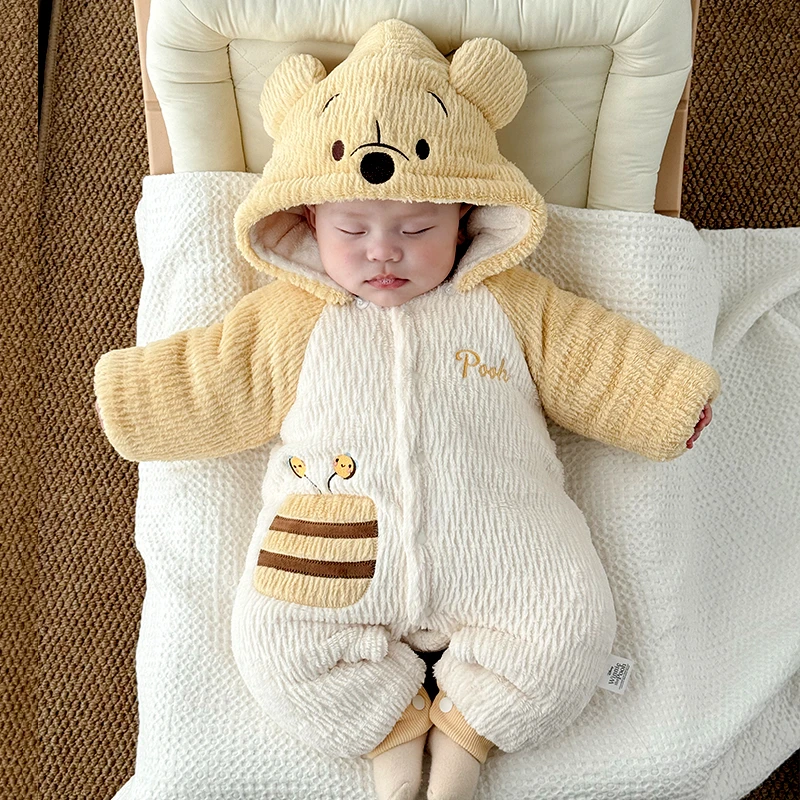 Disney/迪士尼婴儿加绒加厚外出连体衣拜年服男女宝宝保暖哈衣