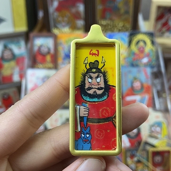 手工艺品琉璃孤品朱砂奎爷持剑车挂
