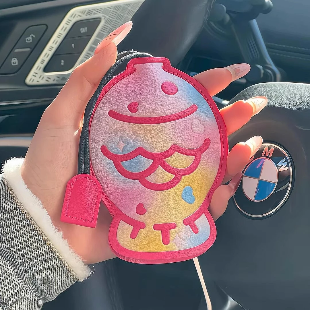 彩色锦鲤钥匙包敞口抽拉式鲷鱼烧车钥匙扣保护套大容量抽带通用