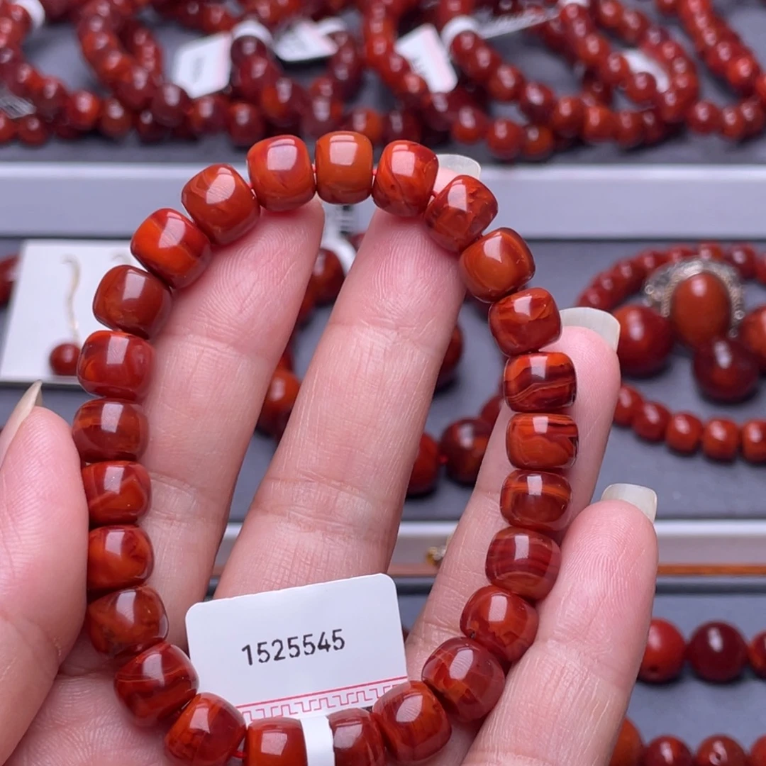南红玛瑙未镶嵌配珠9mm瓦西柿子玫瑰牛血老型串