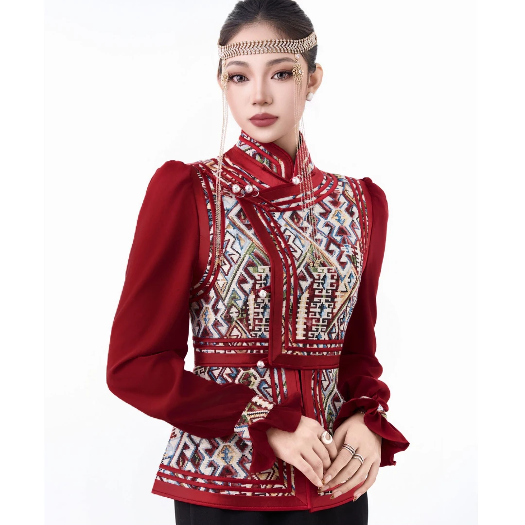 【阿泯娜】XF257018 纱袖蒙古民族服饰时尚休闲短外套