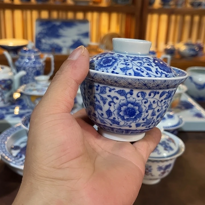 錡镇堂手工手绘盖碗