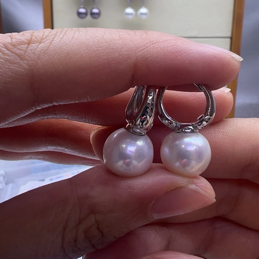 淡水珍珠耳饰银S925镶嵌