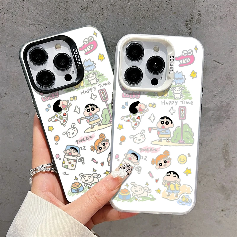 新彩银IMD春游小新适用苹果17promax苹果16手机壳15iPhone动漫14