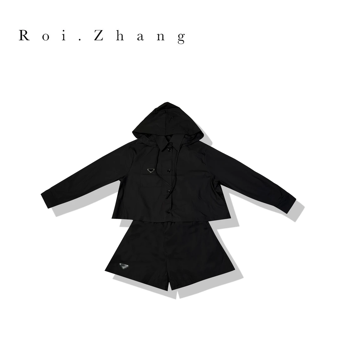 Roi-Zhang【寻觅】24新品长袖连帽+短裤套装女XY129