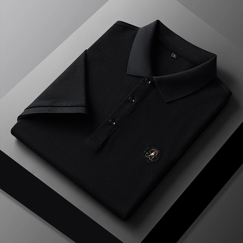 夏季新款100%纯棉男士翻领POLO衫短袖商务休闲百搭刺绣半袖T恤