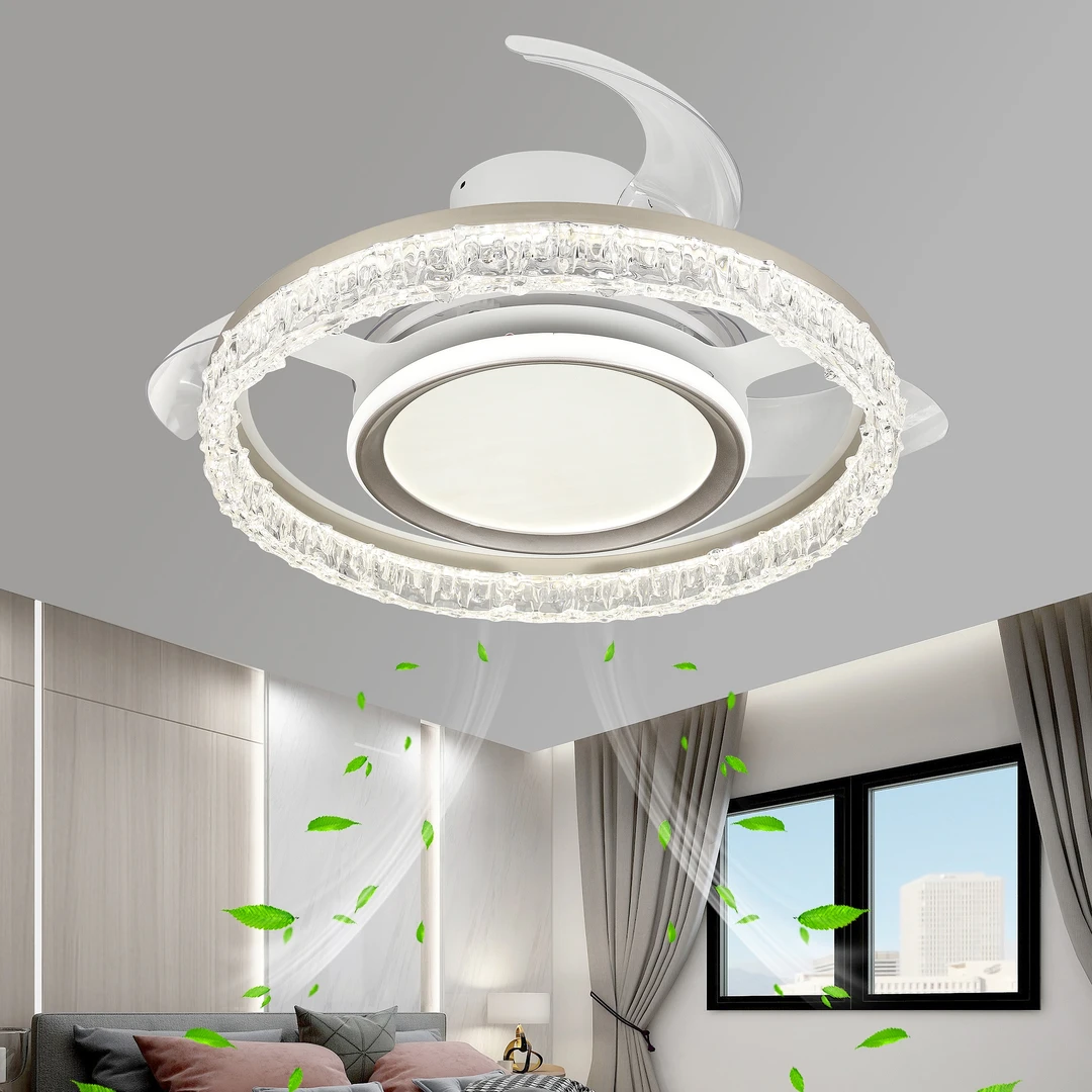 2025新款吸顶风扇灯50cm房间主卧室隐形扇叶洗吊风扇灯简约温馨灯