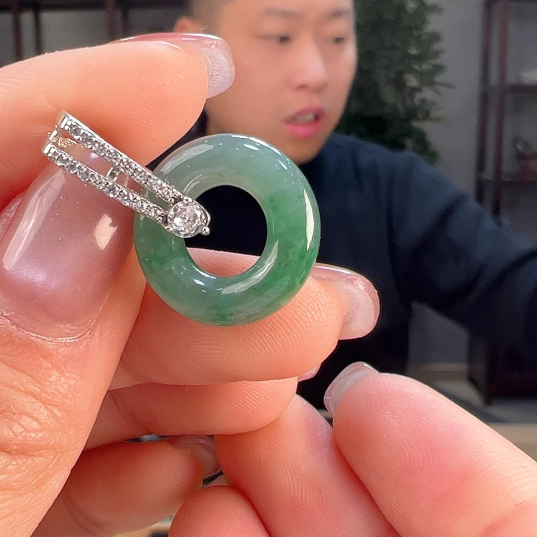 翡翠颈饰银S925镶嵌吊坠62