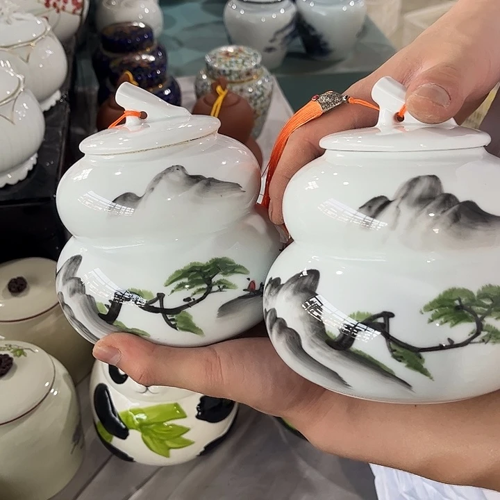 摆件陶瓷茶叶罐密封罐家用摆件