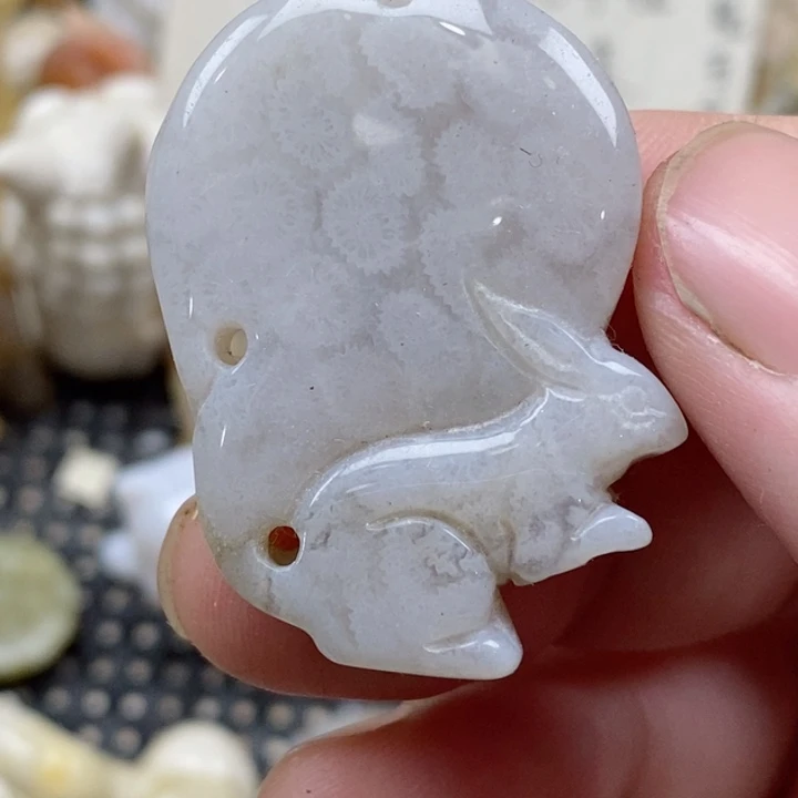 颈饰未镶嵌硅化珊瑚（珊瑚玉）小