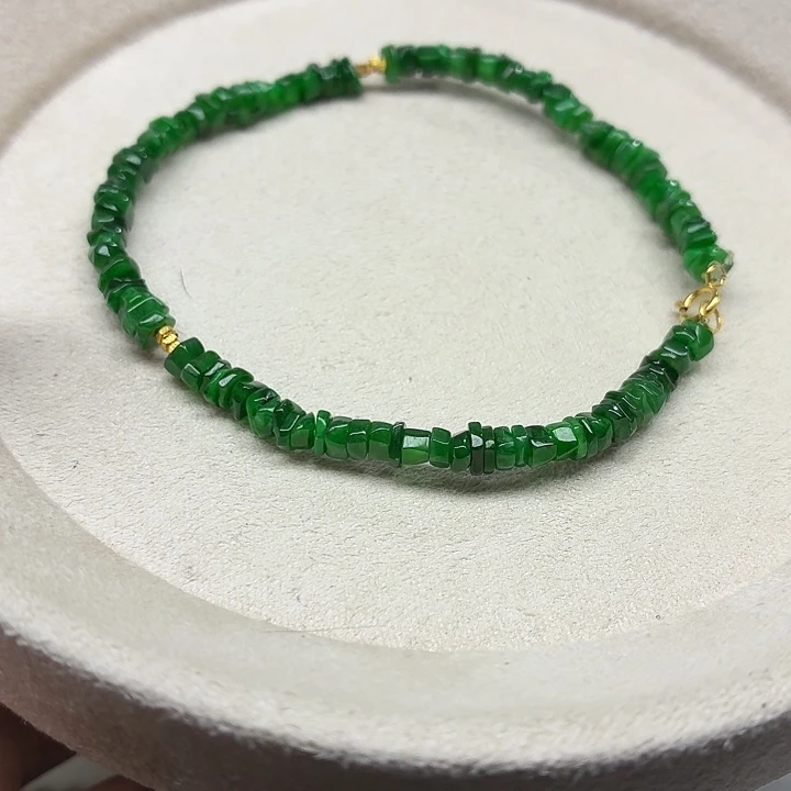 翡翠18K金镶嵌手链天然缅甸翡翠A货