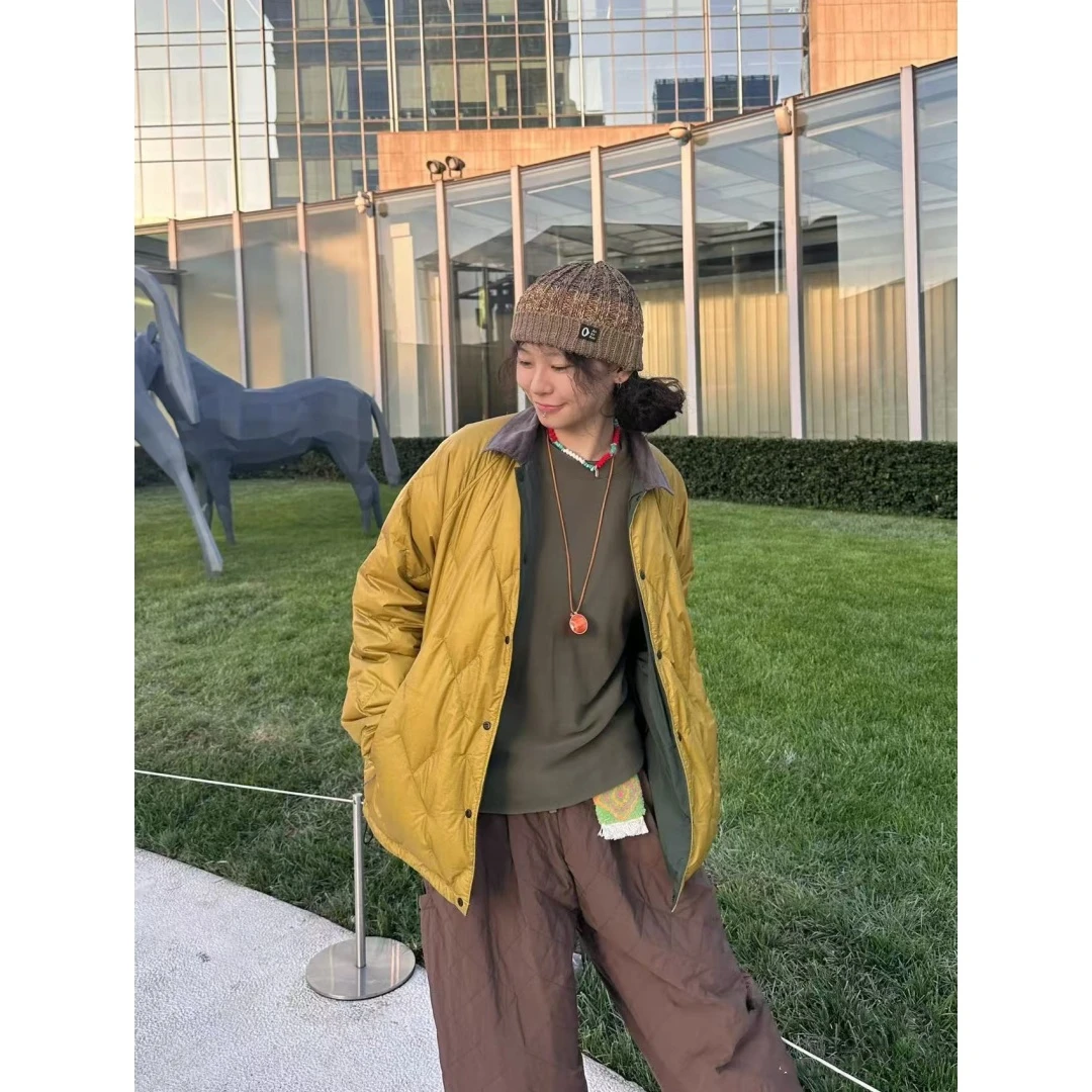 【DD外贸】国产品牌 安 男女同款秋冬双面可穿翻领白鹅绒羽绒服