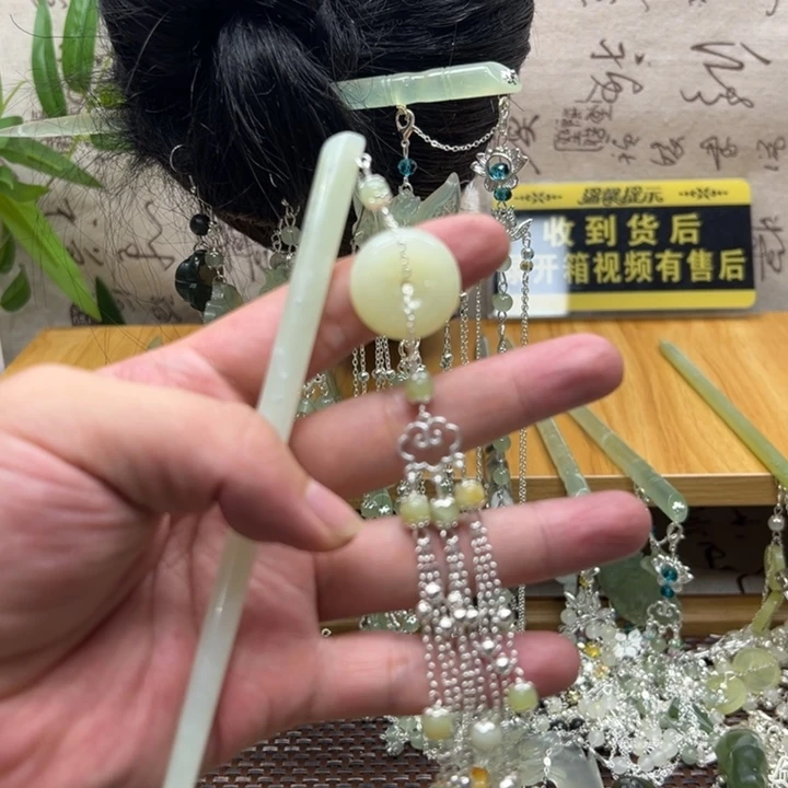 蛇纹石玉合金发饰