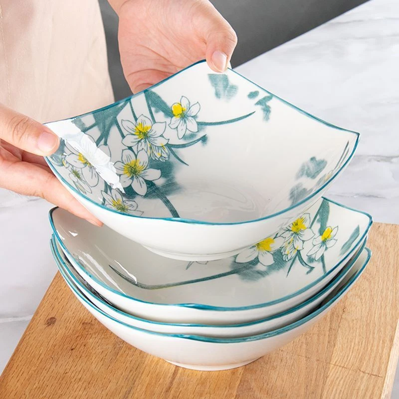 方碗盘多功能厨房餐具菜盘汤碗面碗点心碗家用商用陶瓷汤碗家用