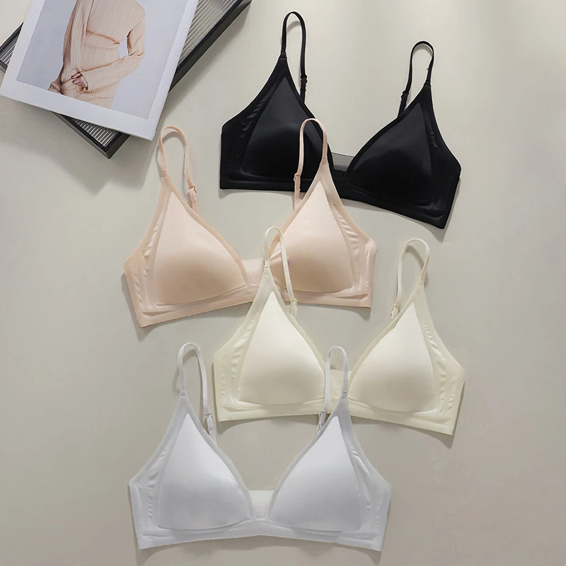 【果冻条三角杯内衣】轻奢网纱拼接小胸无钢圈调整型文胸-B32-YXL