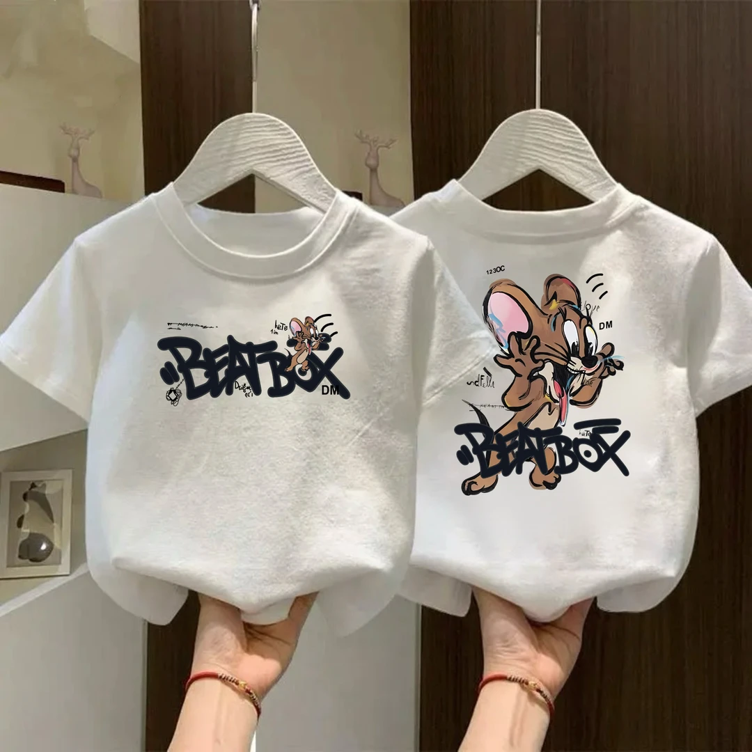 纯棉%男女童宽松短袖T恤夏季中小儿童宝宝卡通印花米老鼠半袖童装