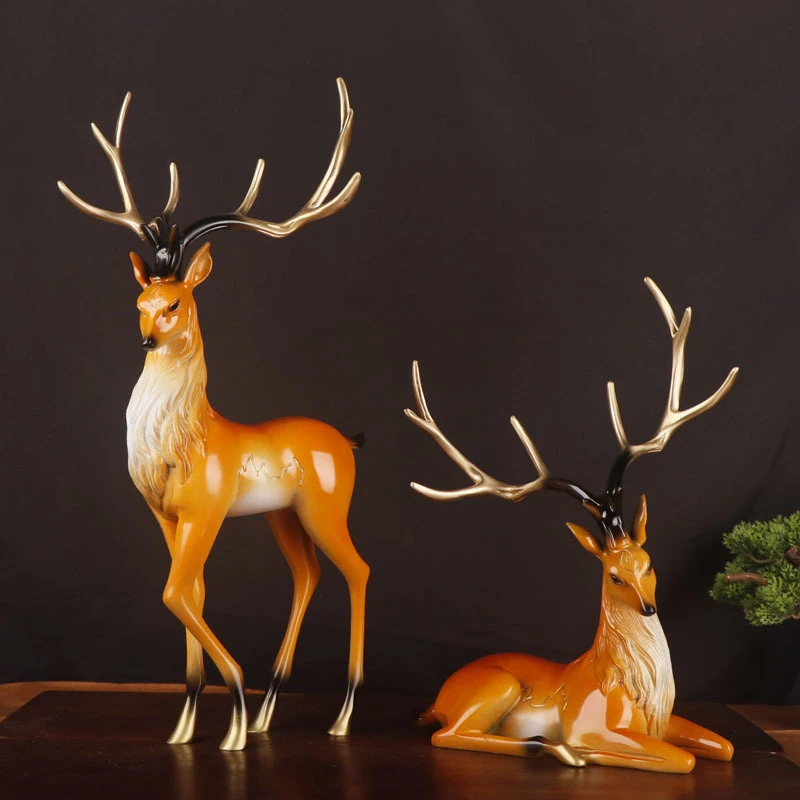 杨铜记铜鹿 铜鹿 铜寿鹿 铜梅花鹿 家居办公室铜鹿摆件