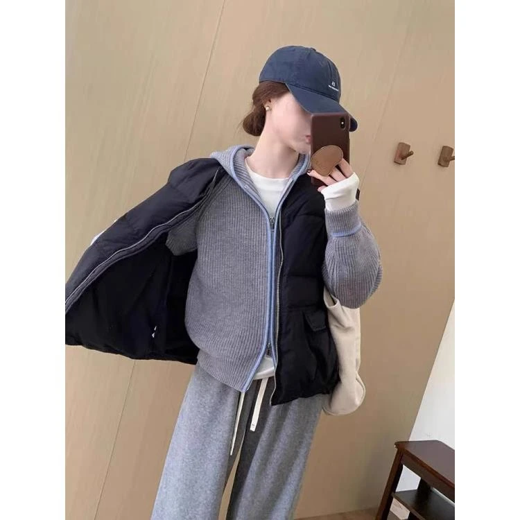 161#新款2025冬季时尚网红加厚保暖洋气长袖百搭连帽开衫毛衣女