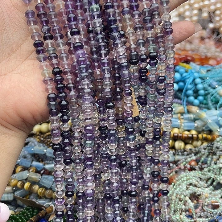 玛瑙/玉髓未镶嵌珠宝半成品一天6mm萤石算盘珠