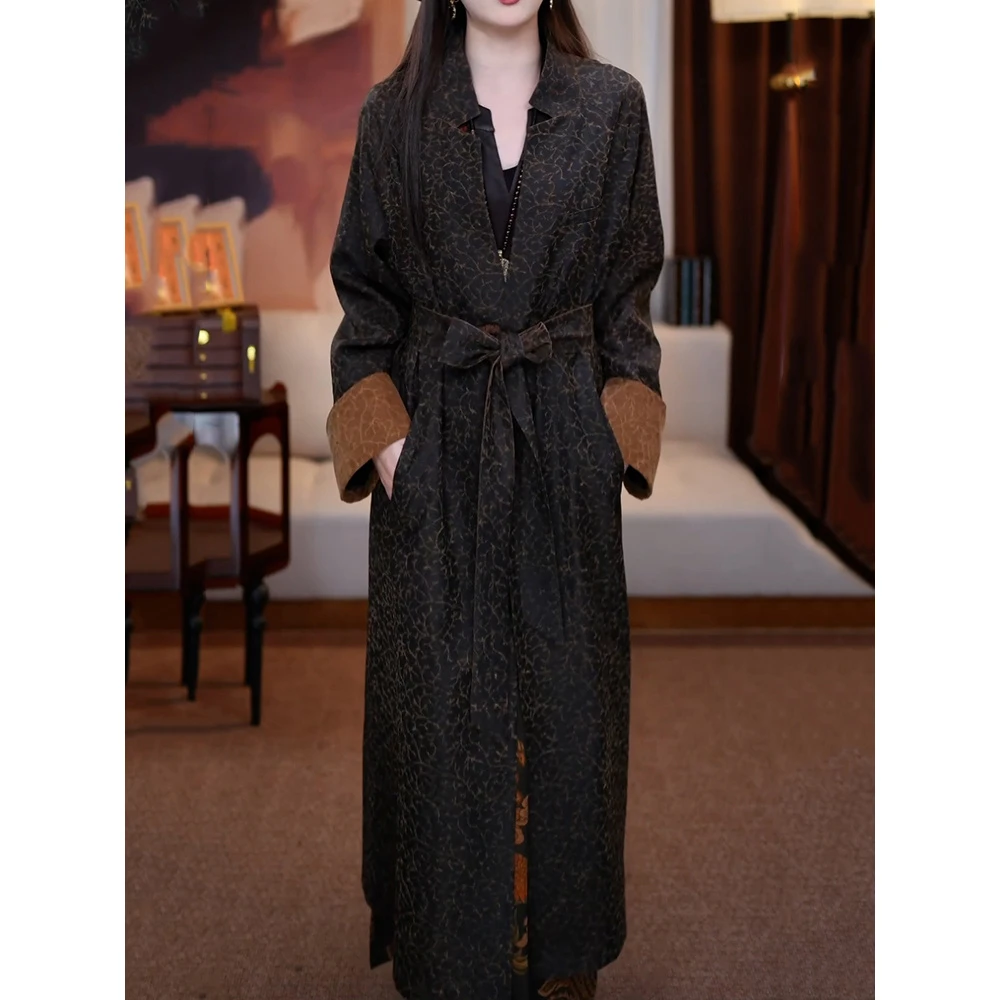 复古文艺风小众长款风衣女2025秋季新款贵夫人显瘦休闲风开衫外套