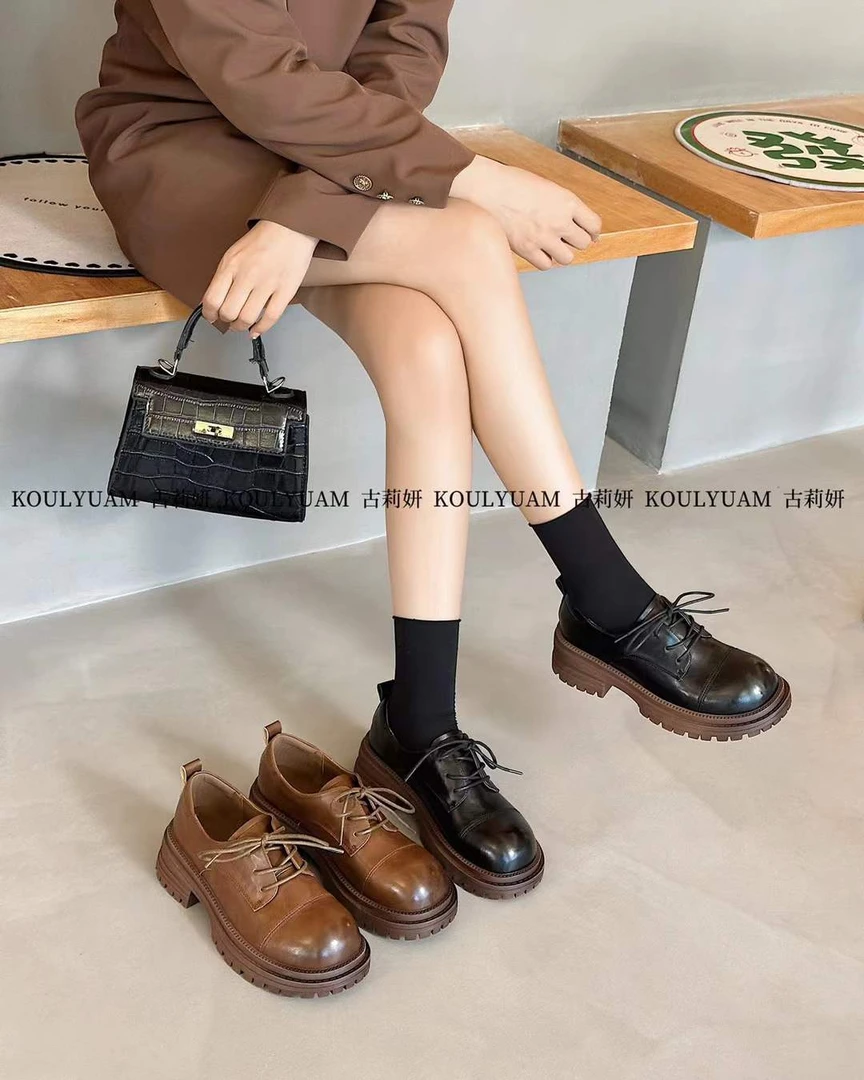 69025真皮玛丽珍休闲福鞋百搭新款时尚平底秀气乐福鞋