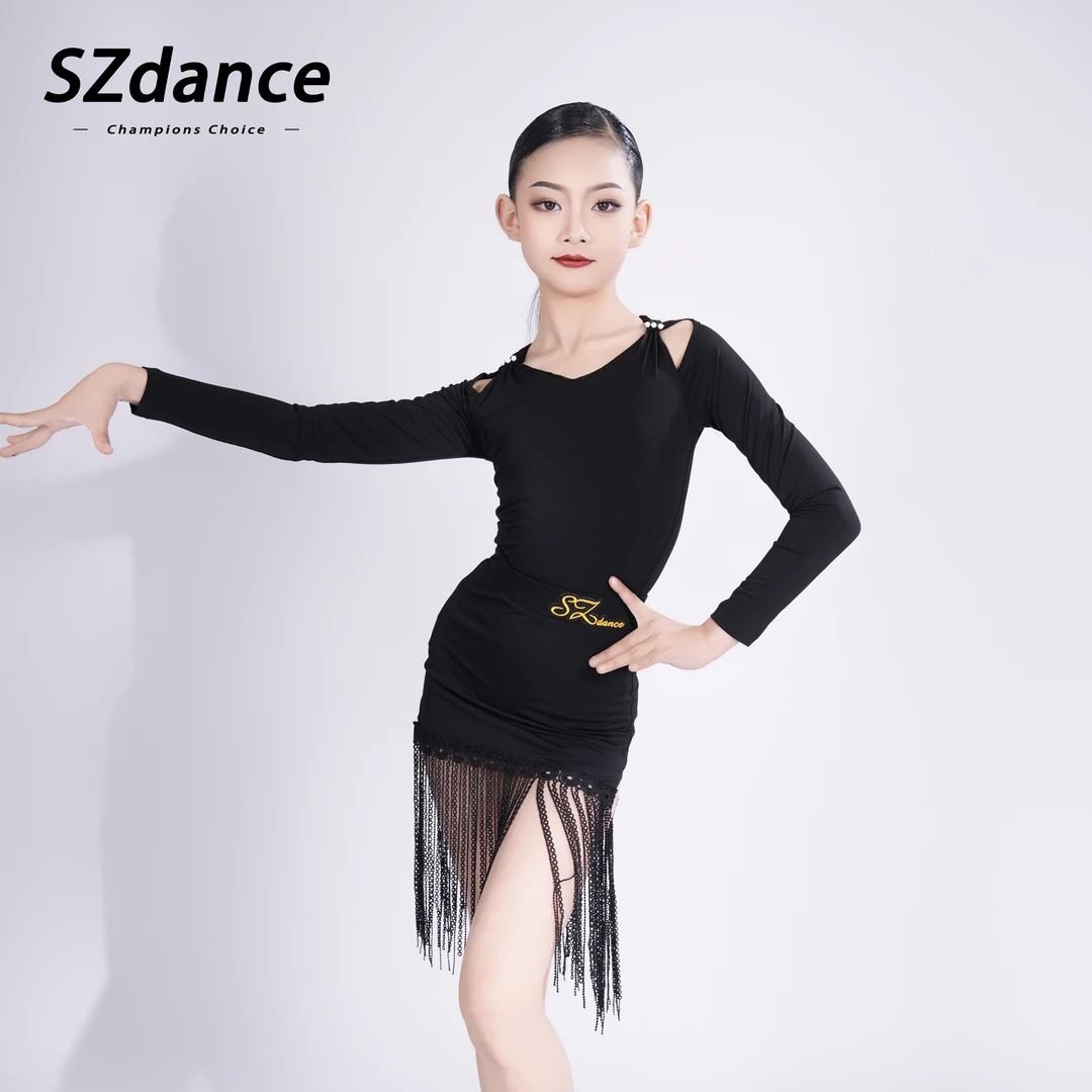SZDANCE拉丁2025款流苏训练服舞蹈服儿童练功服AC25021