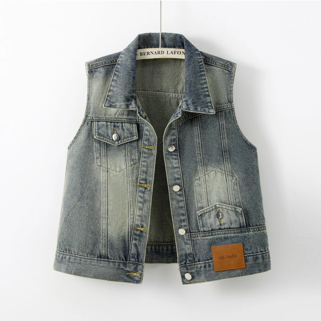 外穿工字型复古薄款常规韩版马夹秋装无袖街头夏季百搭牛仔