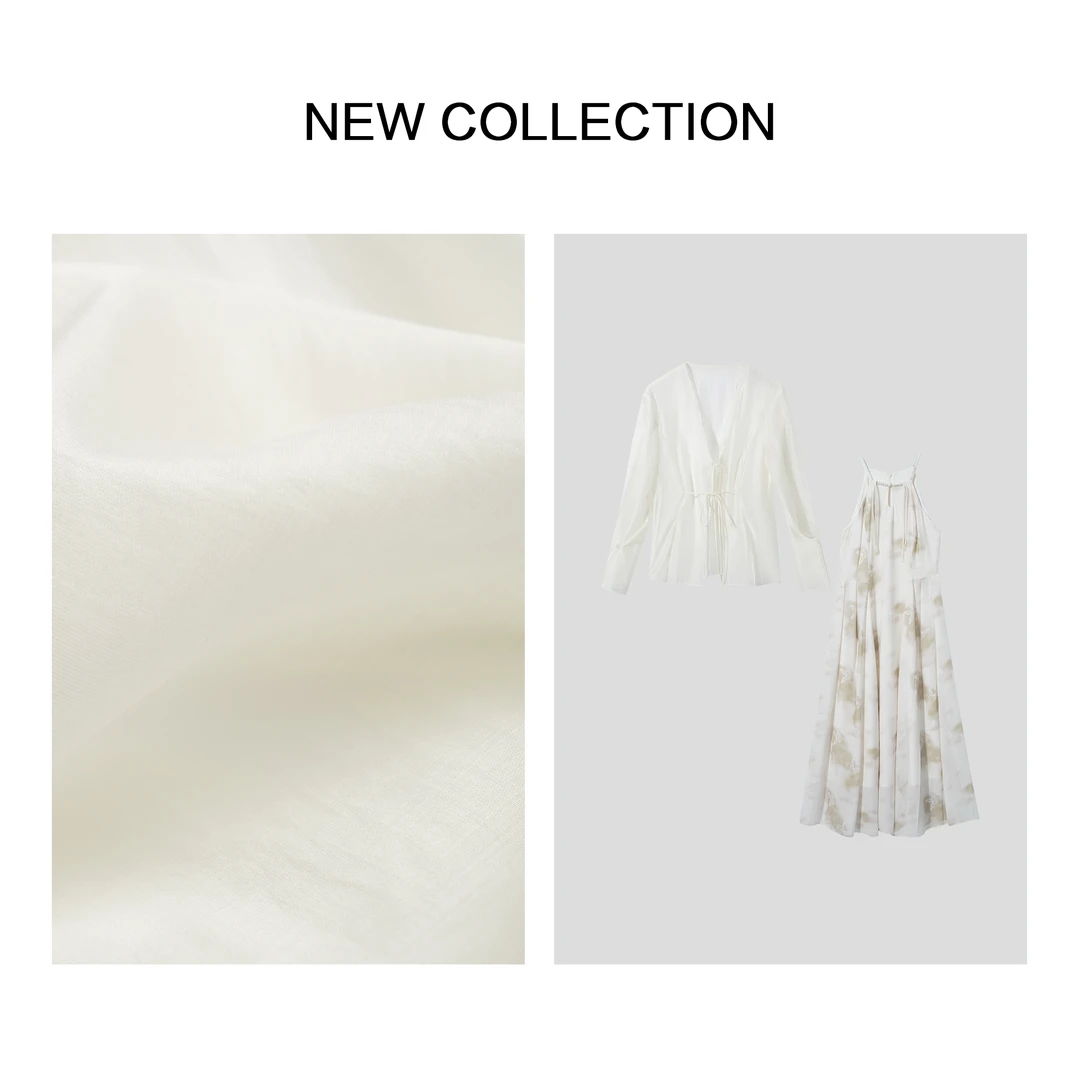 【龙哥专属】L1F28113 白色V领系带外披配吊带连衣裙 3759