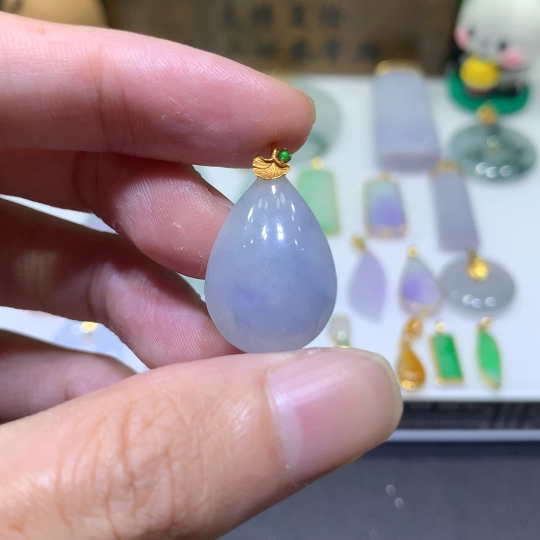 翡翠18K金镶嵌吊坠(不含链)