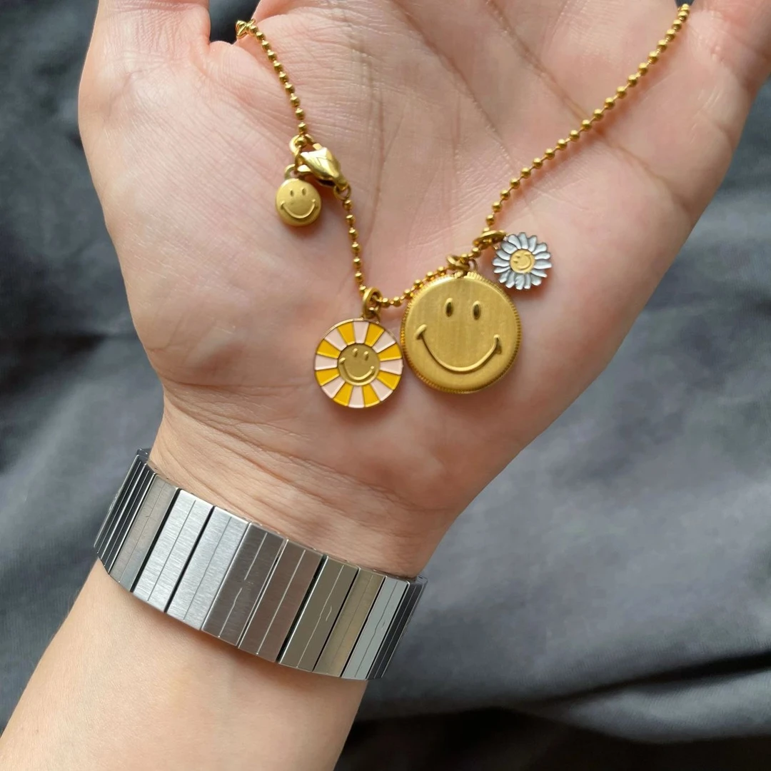铜合金项链 笑脸小雏菊项链裸链小众高级感气质轻奢ins风饰品百搭