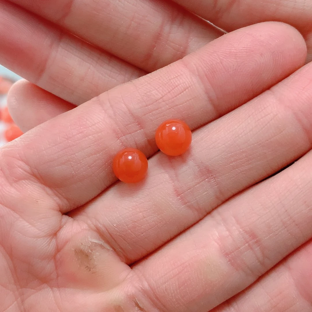 南红玛瑙耳钉银S925镶嵌❤️****