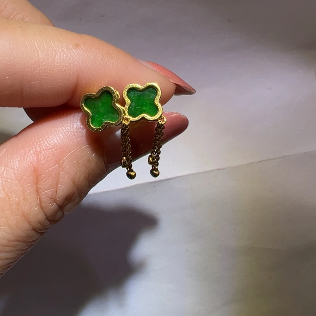 翡翠颈饰18K金镶嵌耳环