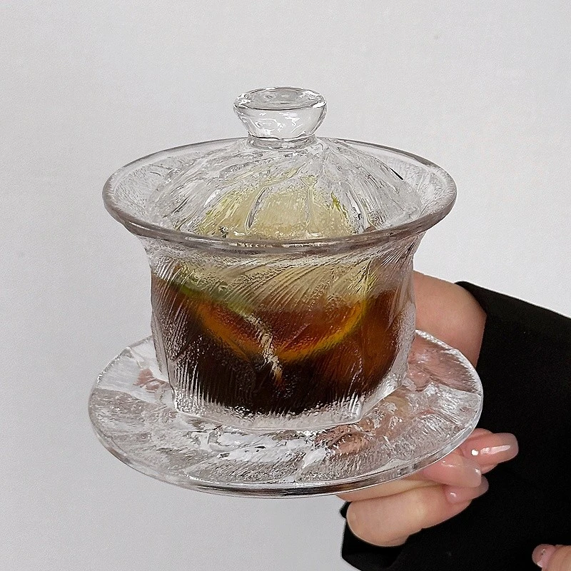 小众覆古玄冰杯古典冰球杯鸡尾酒杯冷萃杯咖啡杯玻璃盖碗茶杯套装