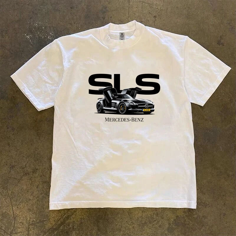 【Shard】美式潮流纯棉短袖男女同款圆领小众奔驰SLS超跑印花T恤ins