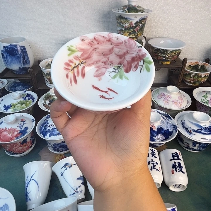 忠意堂釉下彩紫藤花微瑕不退