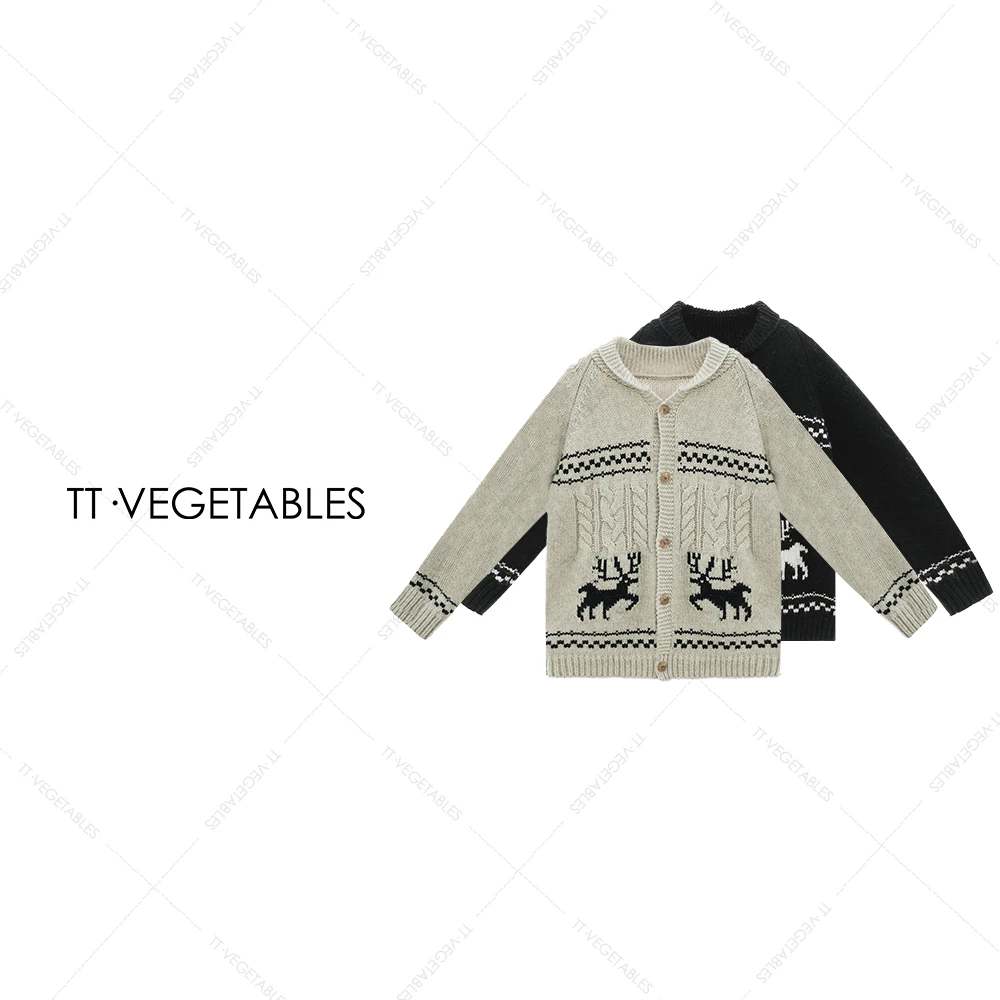 噢芬/小个子【书灯】百分百羊毛针织慵懒复古翻领开衫毛衣522219