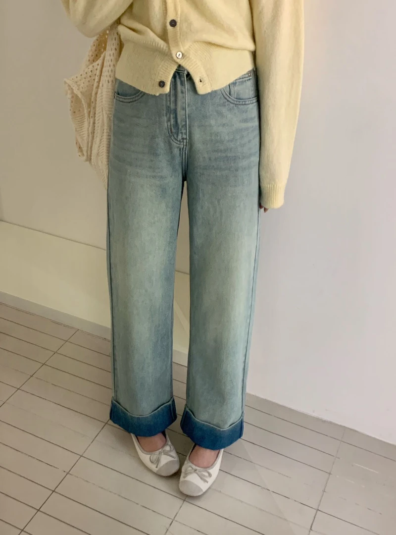 88367翻边九春季新款微弹烟管牛仔裤