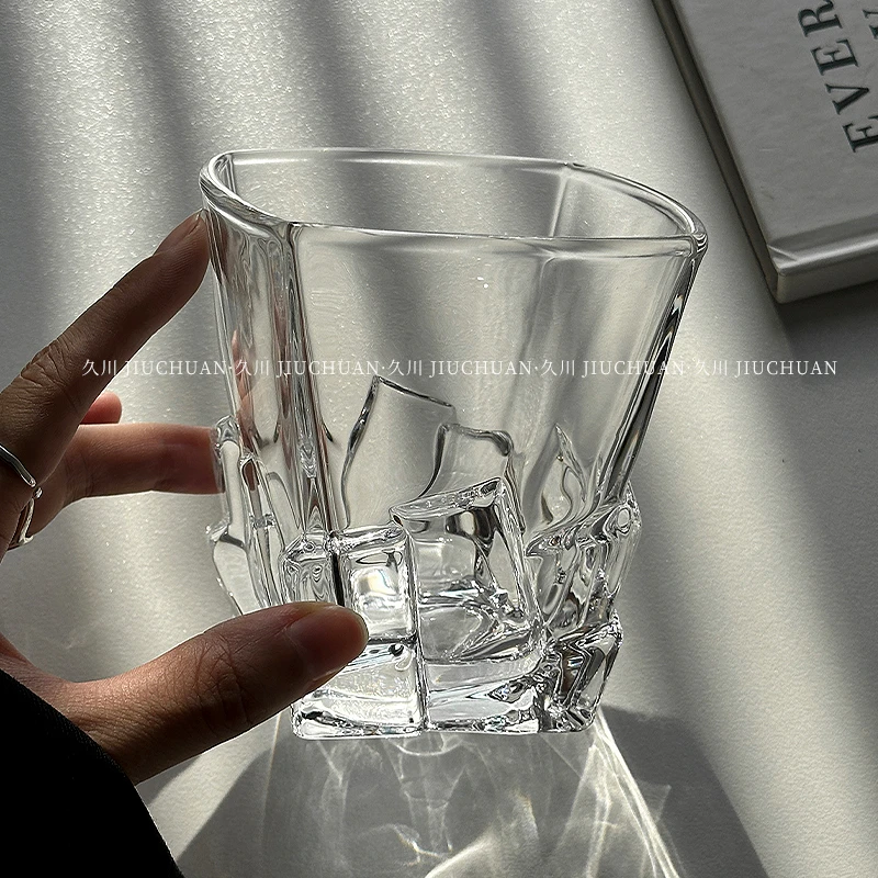 设计感小众冰块杯威士忌酒杯洋酒杯子咖啡杯家用玻璃杯创意水杯子