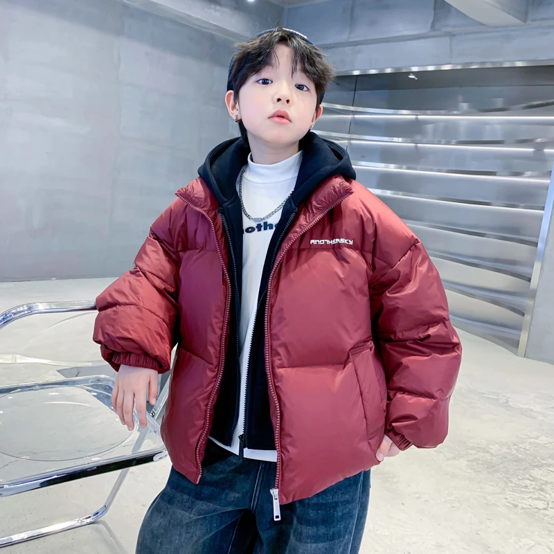 男童羽绒服外套冬季2025新款儿童洋气加厚假两件套中大童外套童装