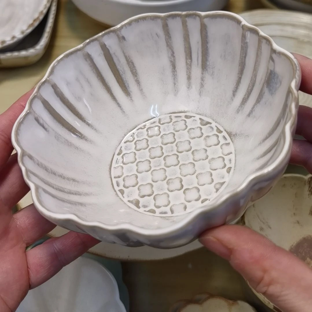 瓷片微瑕太阳花米饭碗五个一组