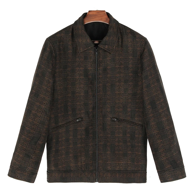 88967 男士夹克加厚外套 桑蚕丝提花电力纺香云纱中式复古上衣